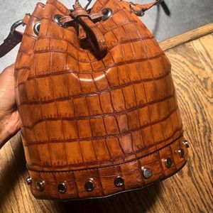 Zara Brown Croc Bucket Bag
